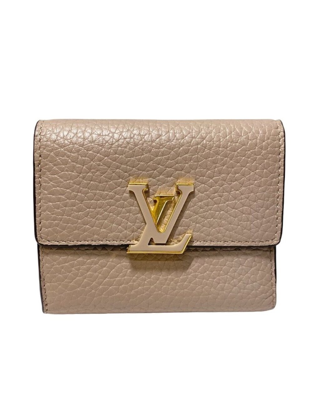 Louis Vuitton Trifold Wallet Capucines Portefeuille XS Galet Leather Cowhide
